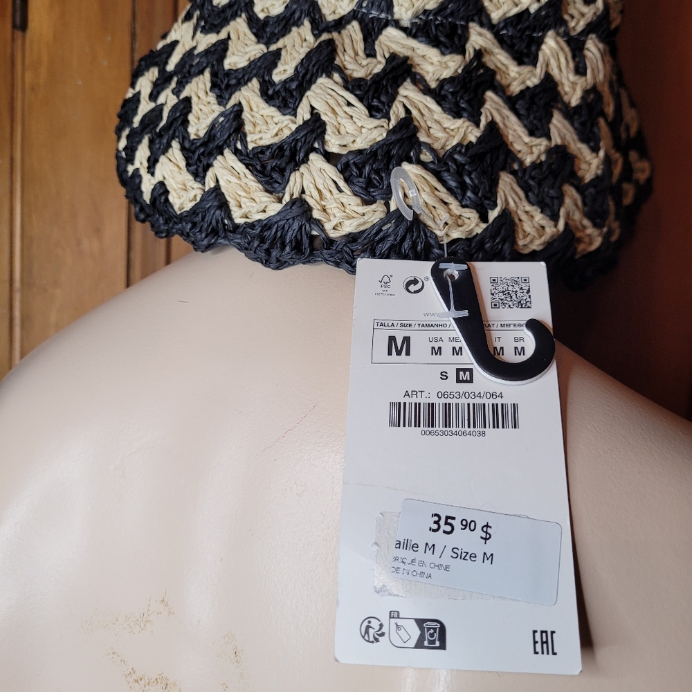 NWT Zara Crochet Effect Bucket Hat Medium - Picture 6 of 11